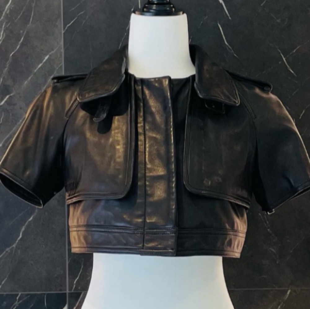 Bally leather cropped bolero